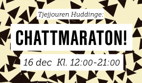 Text på gul bakgrund "Tjejjouren Huddinge: CHATTMARATON! 16 dec Kl 12:00-21:00"